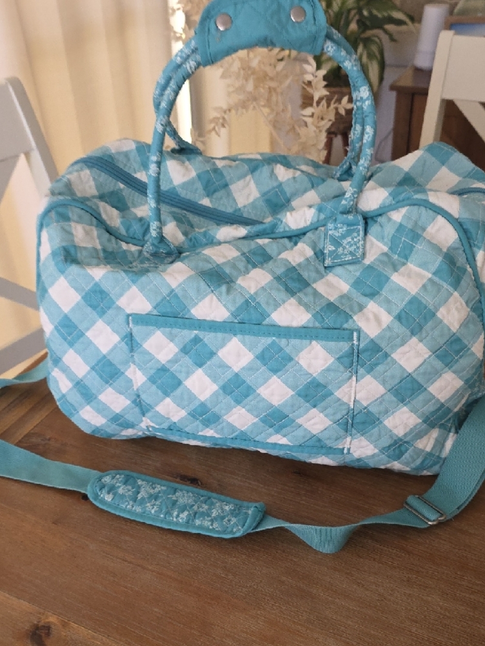 The Pioneer Woman Turquoise and White Quilted Travel Tote - Picture 6 of 6